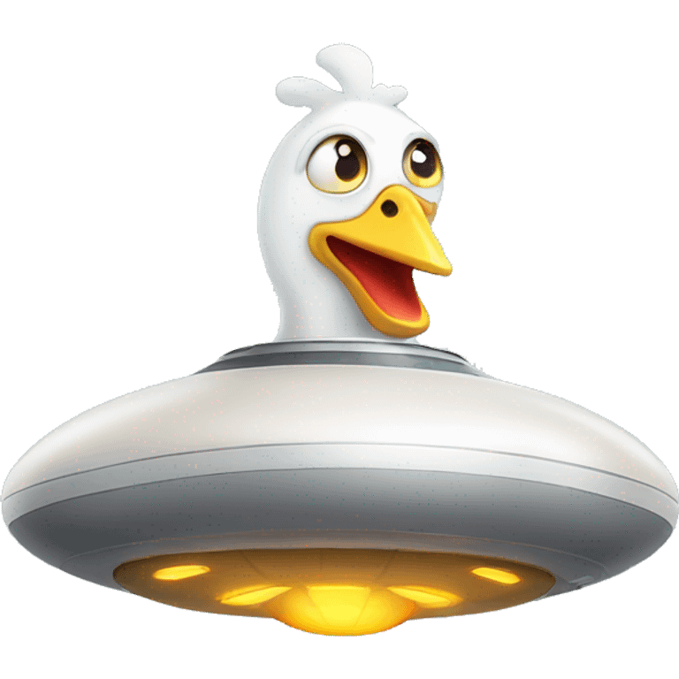 flying saucer with a chicken emoji