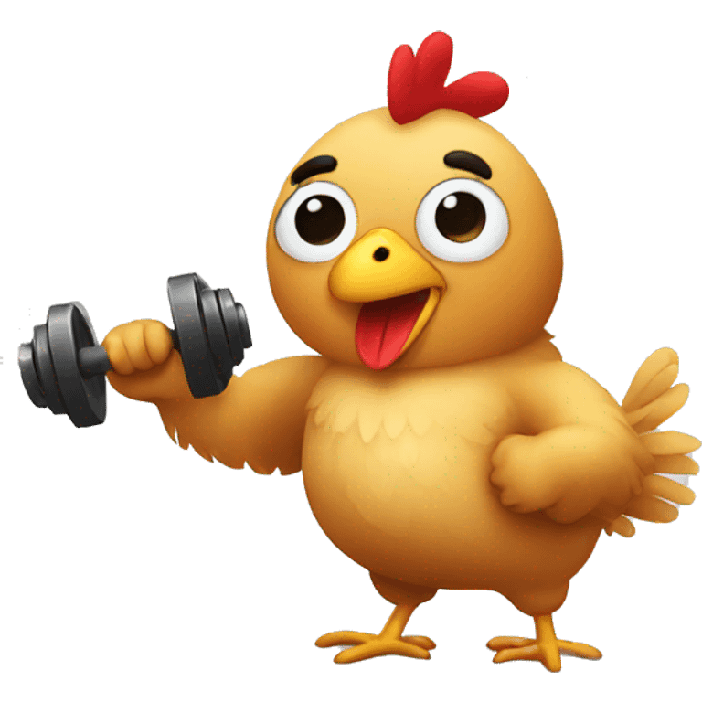 chicken at the gym doing arm movements emoji