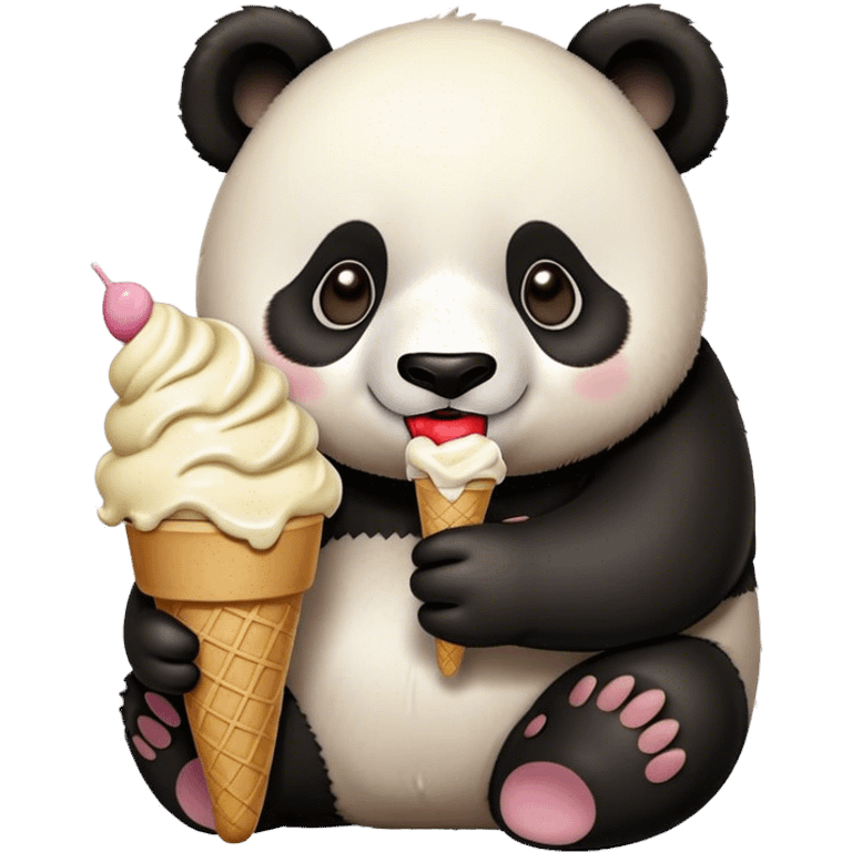 Panda eating ice cream emoji