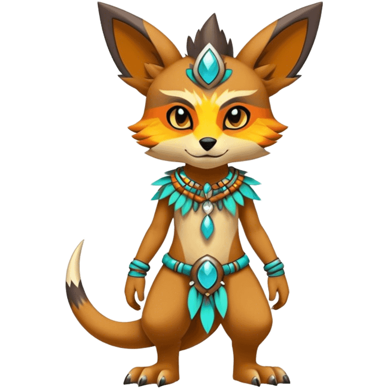 Anthro Sona Cool Edgy Cute Colorful Shy Shamanic Tribal Shiny Fakemon-Fantasy-Creature Full Body emoji