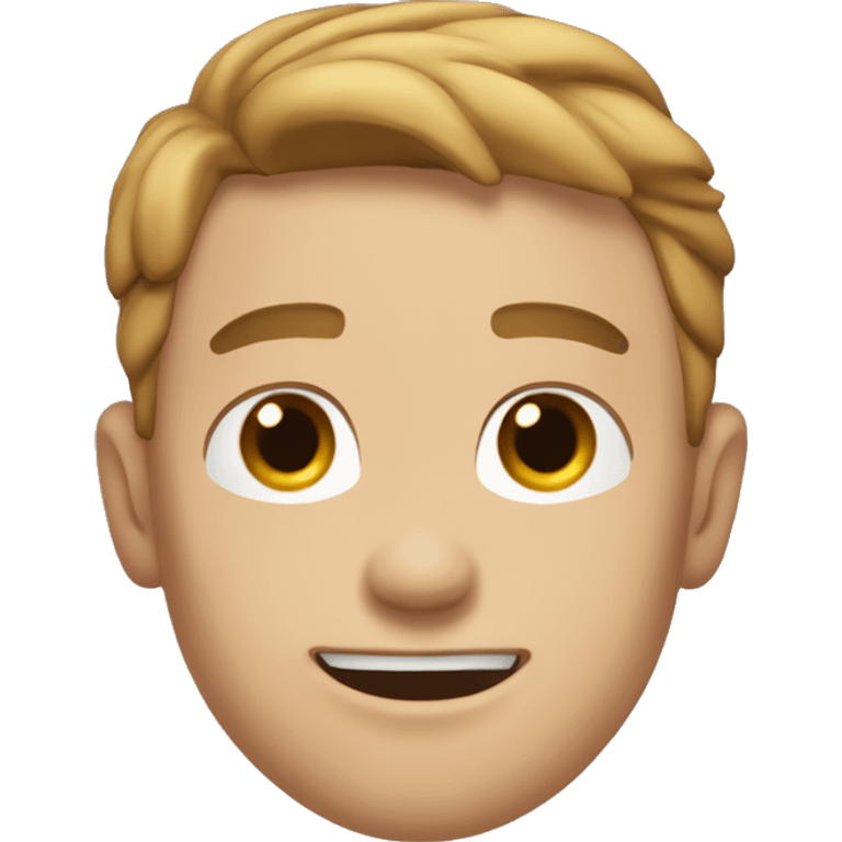 young man with short light brown hair and strong jaw slightly chiseled dimple on right side head only emoji