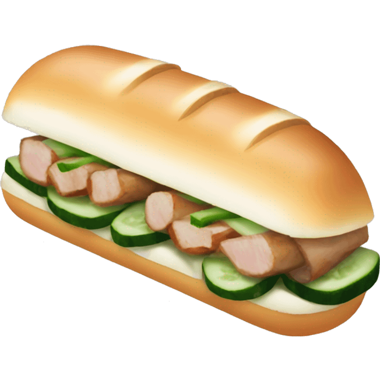 one banh mi with cucumber and pork belly emoji