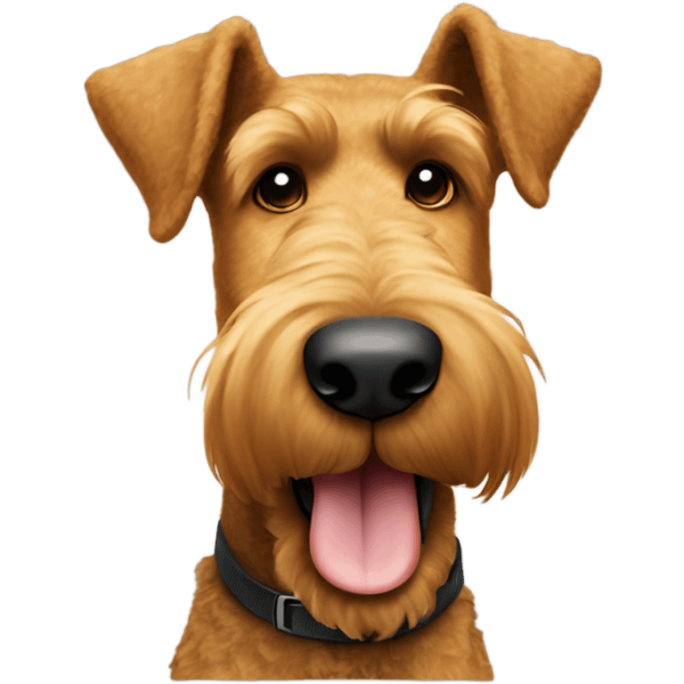 Very happy Airedale Terrier, showing thumb up emoji