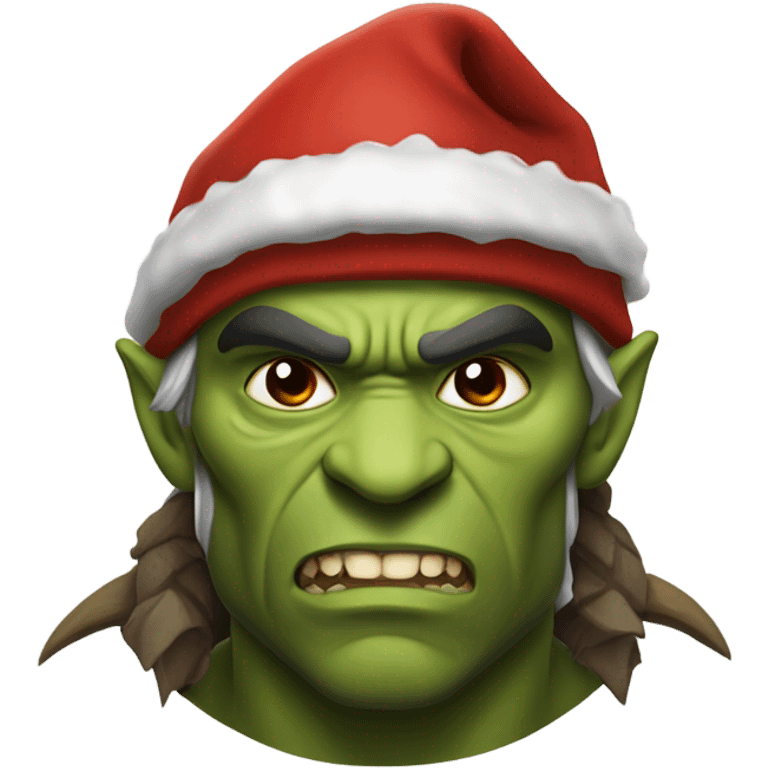 Fierce Orc ranger wearing santa hat emoji