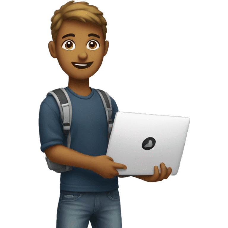 college student holding a laptop emoji