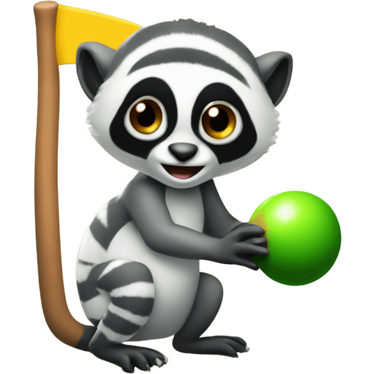 A lemur getting a hole in one on a simulator  emoji