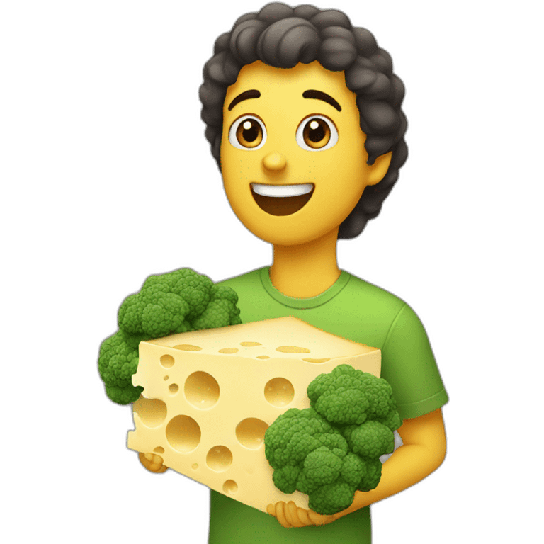 cheese eating broccoli emoji