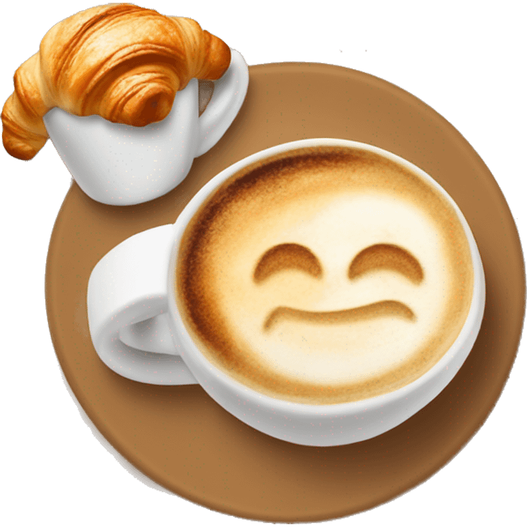 Cup of cappuccino with croissant emoji