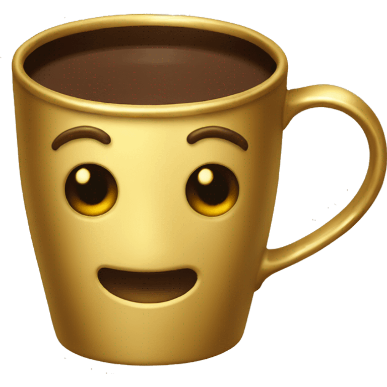 vintage Gold mug of coffe emoji