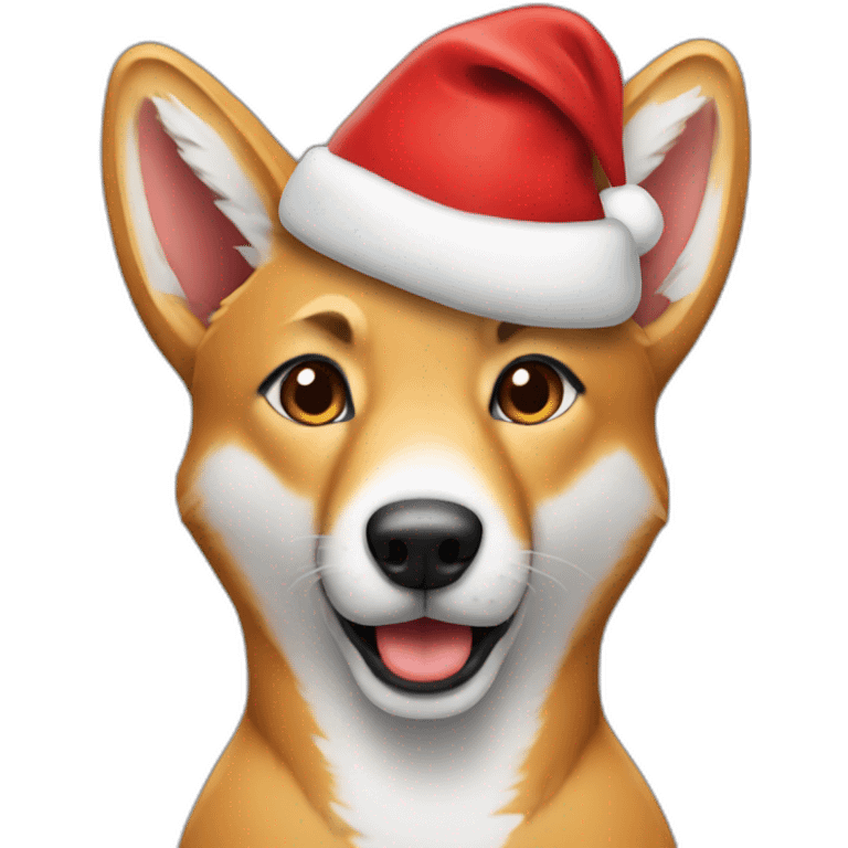 A dingo wearing a Santa hat emoji