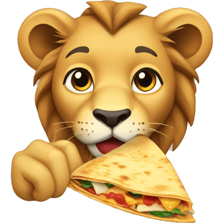 Lion Eating quesadilla emoji