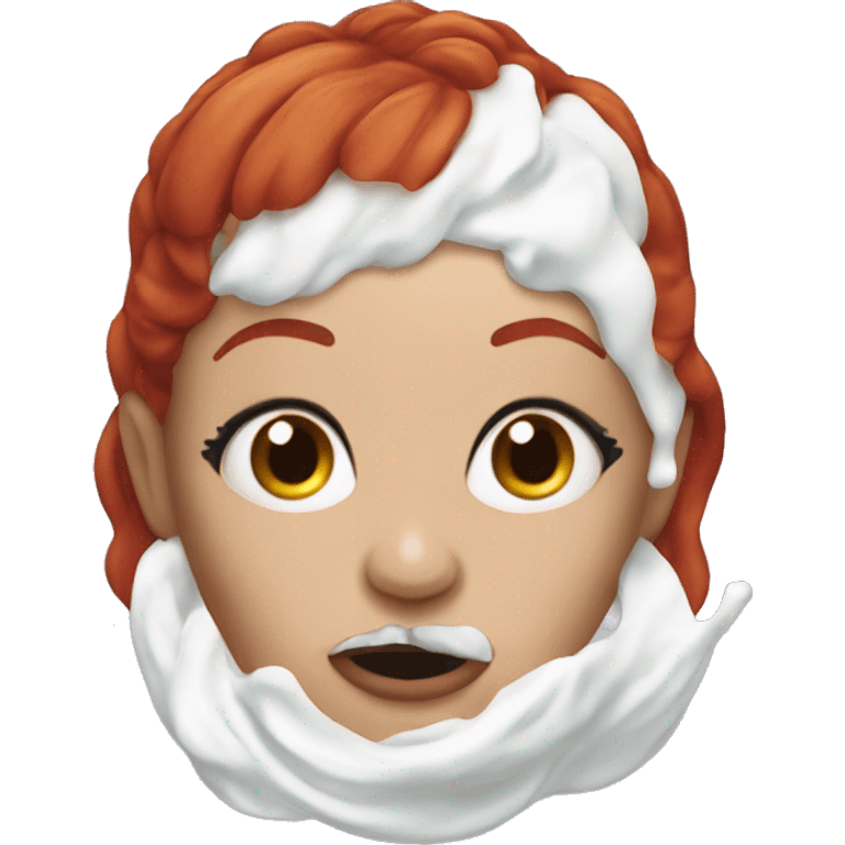 Red haired goth Woman with shaving cream on her face emoji