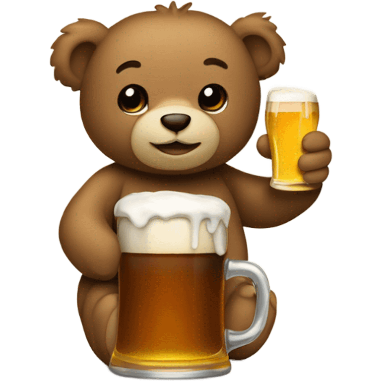 Teddy bear with beer emoji