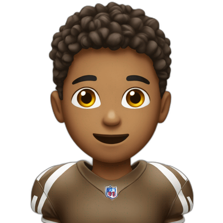 Young brown kid freestyling football emoji