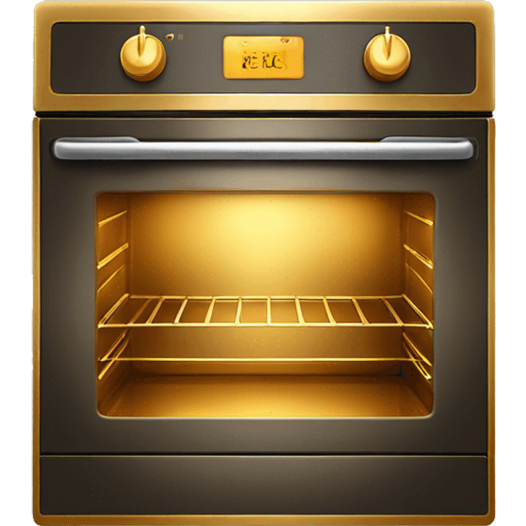 Realistic front facing shiny solid gold oven. emoji