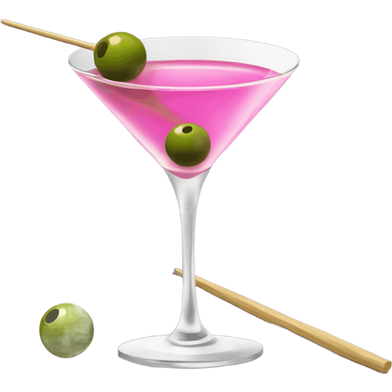 martini glass with olives and pink emoji