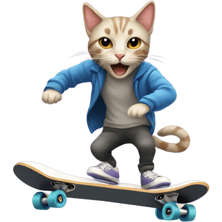 Cat skateboarding emoji