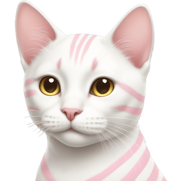 White Cat with light pink stripes  emoji