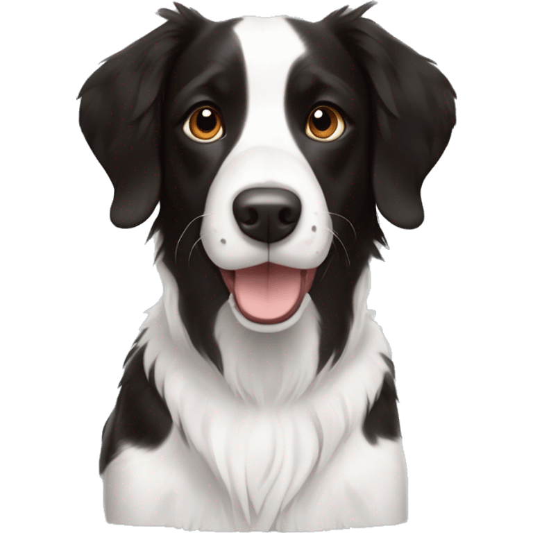 medium black and white crossbreed brittany spaniel and border collie with black face and black and white paws emoji