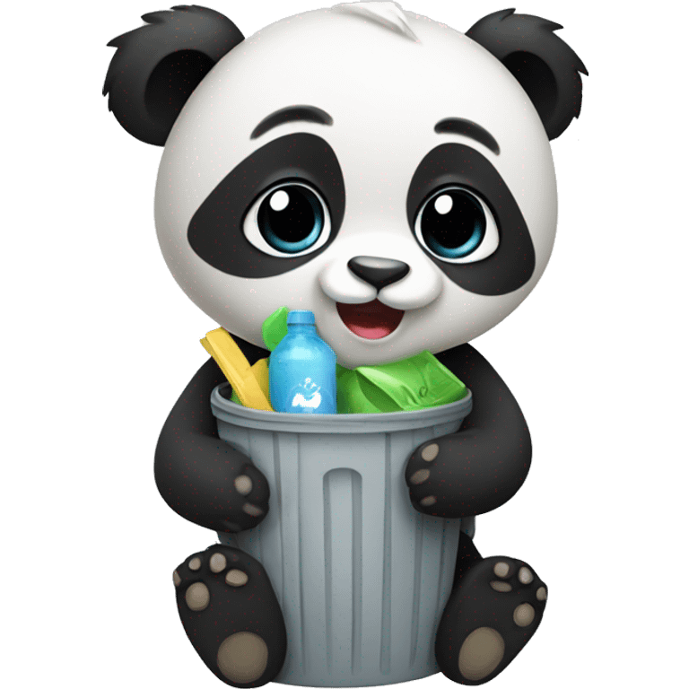 Baby panda with garbage  emoji