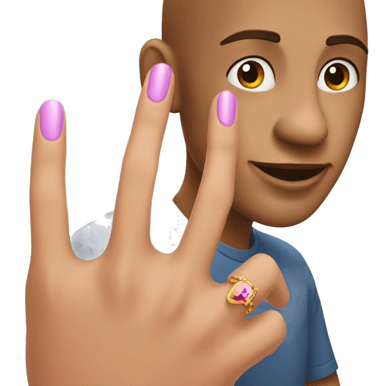 shows connecting finger with manicure emoji