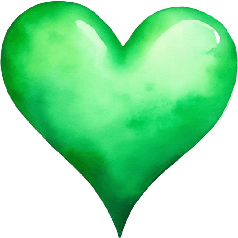 watercolor green heart emoji