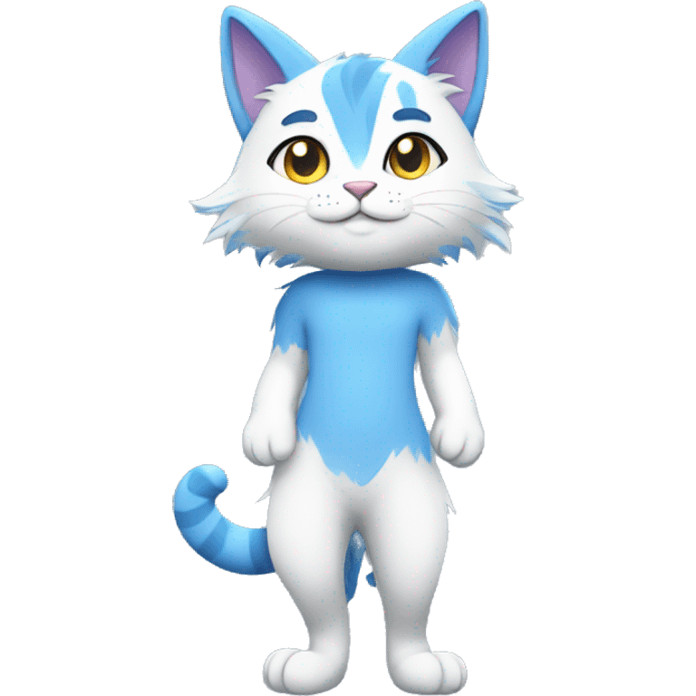 blue furry anthro cat full body hands behind back emoji