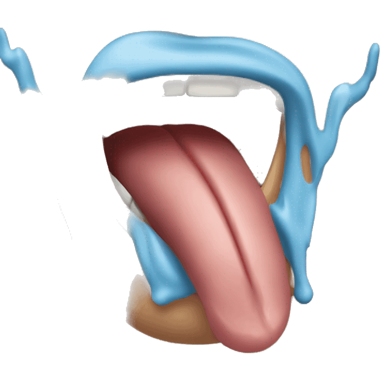 the tongue inside the man's mouth is blue  emoji