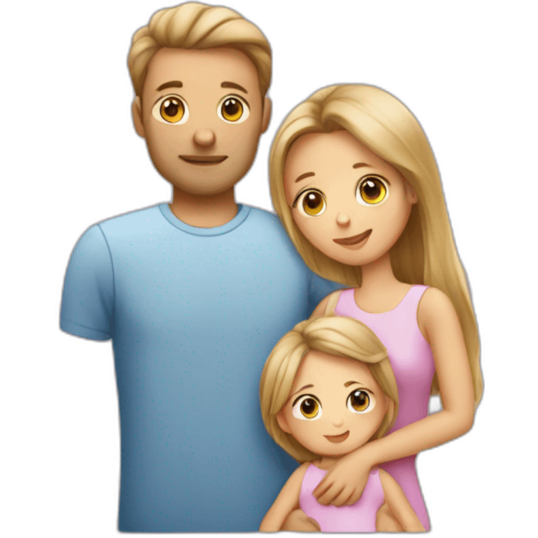 Mum, dad, daughter, newborn  emoji