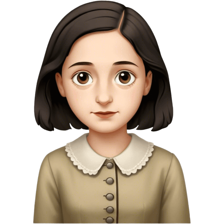 Anne Frank – Cinematic Realistic Portrait of Anne Frank, depicted with a reflective, gentle expression in period clothing, her eyes conveying hope and resilience, rendered with soft, natural lighting and delicate textures that capture the poignancy of her legacy. emoji