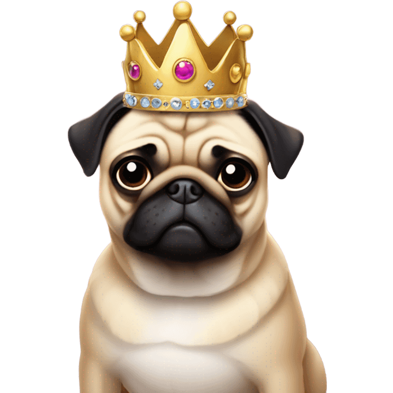 Pug with a princess crown emoji