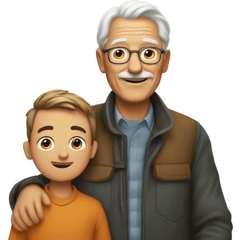 A grandfather with his boy emoji