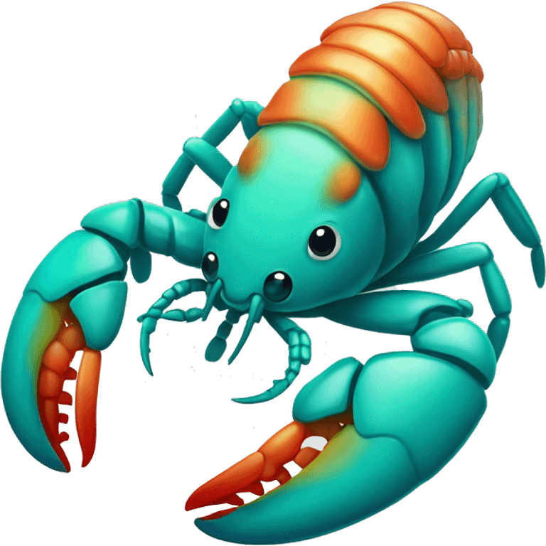 Cyan lobster prawn shrimp crustacean cute emoji