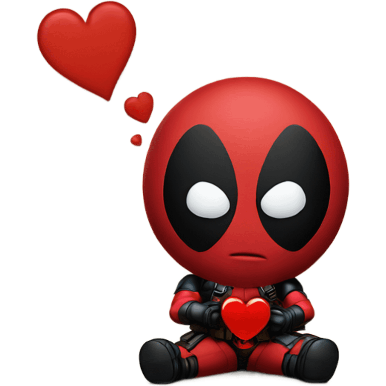 Deadpool making a heart emoji