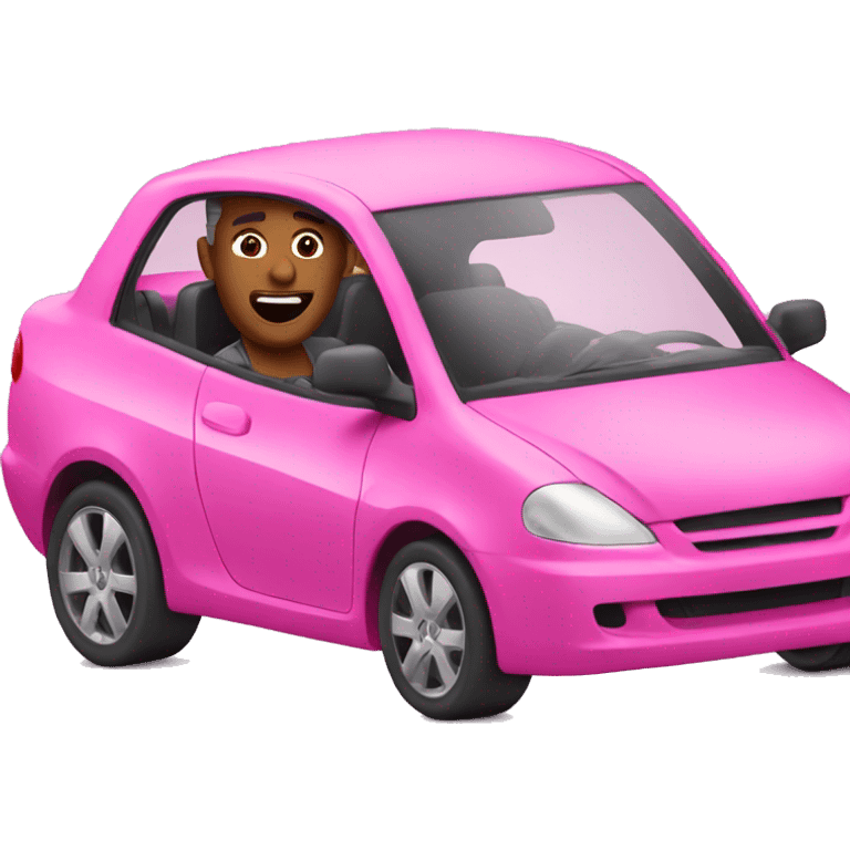 Man driving a fast pink car emoji