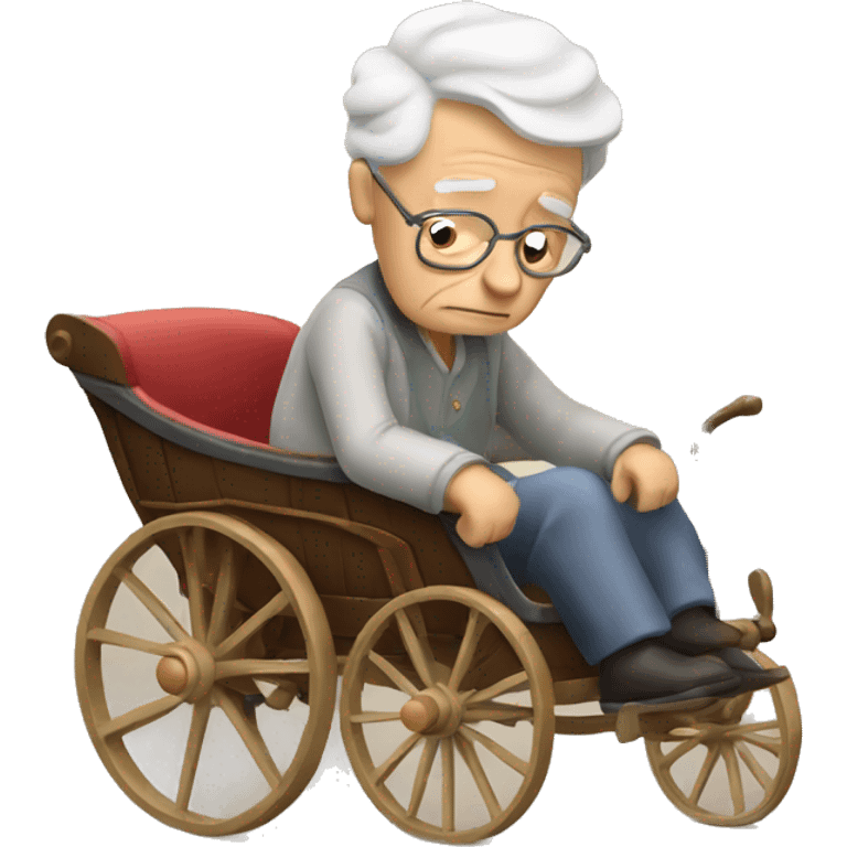 tired elderly sitting in carriage emoji