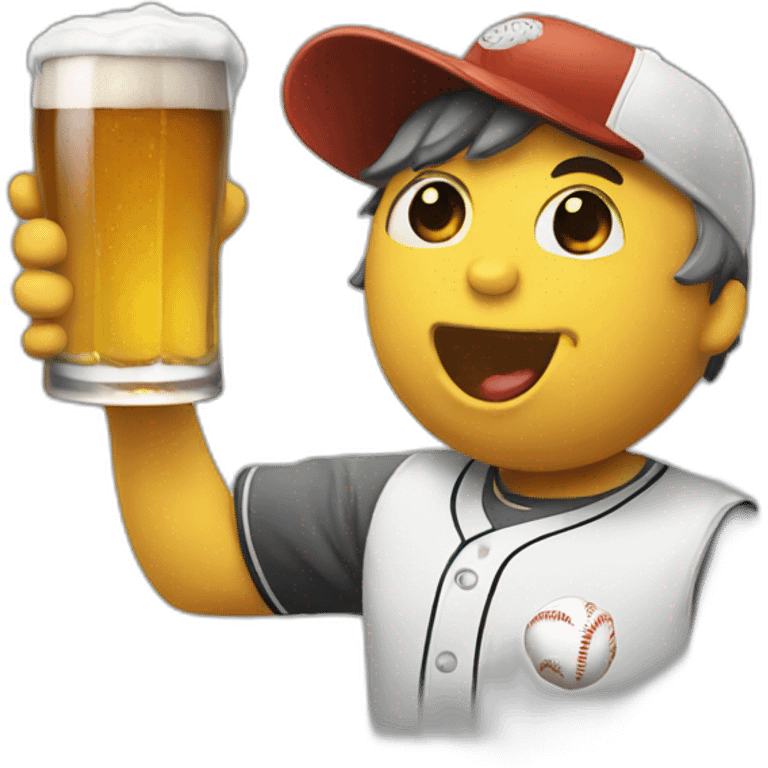 drinking beer with baseball emoji