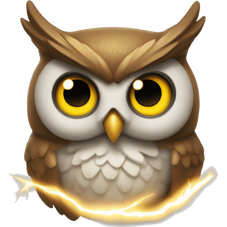 owl with lighting strike around him emoji