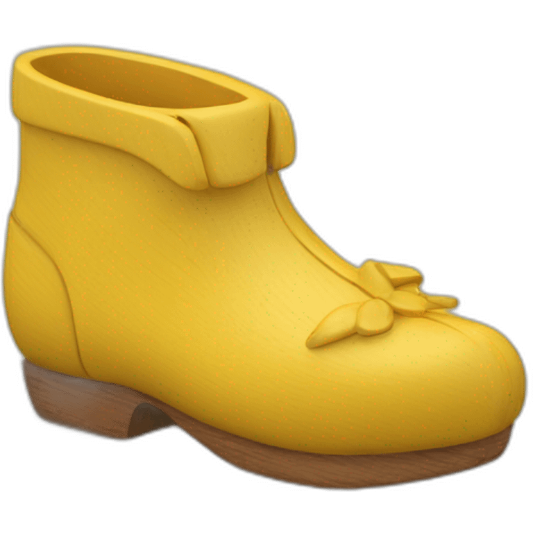 wooden shoes 3d character yellow emoji