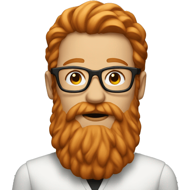 A man with long ginger hair, a big ginger beard and glasses emoji