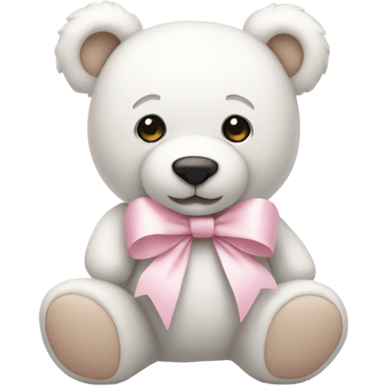 White teddy bear with a light pink bow emoji