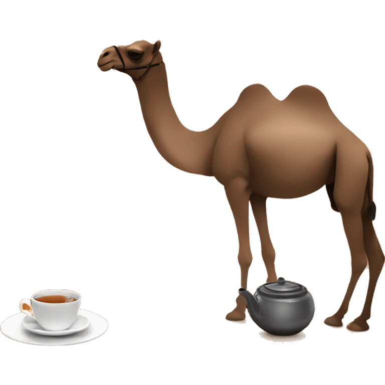 Desert session with tea and camel emoji