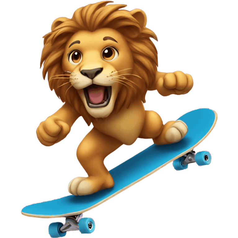 Lion skateboarding emoji