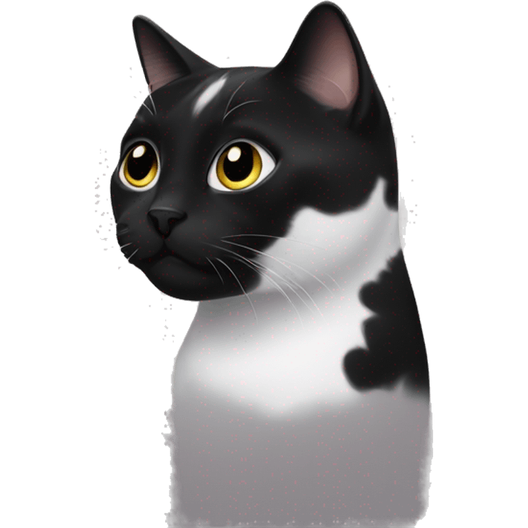 A black and white cat with a black spot on its muzzle emoji