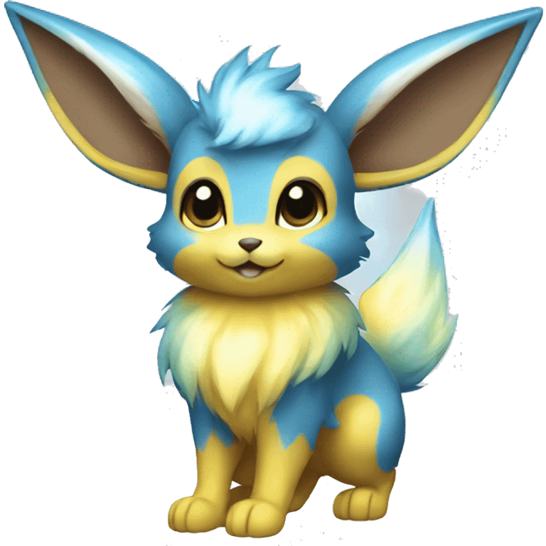 Shiny Colorful Yellow Blue Electric Mouse Eevee emoji