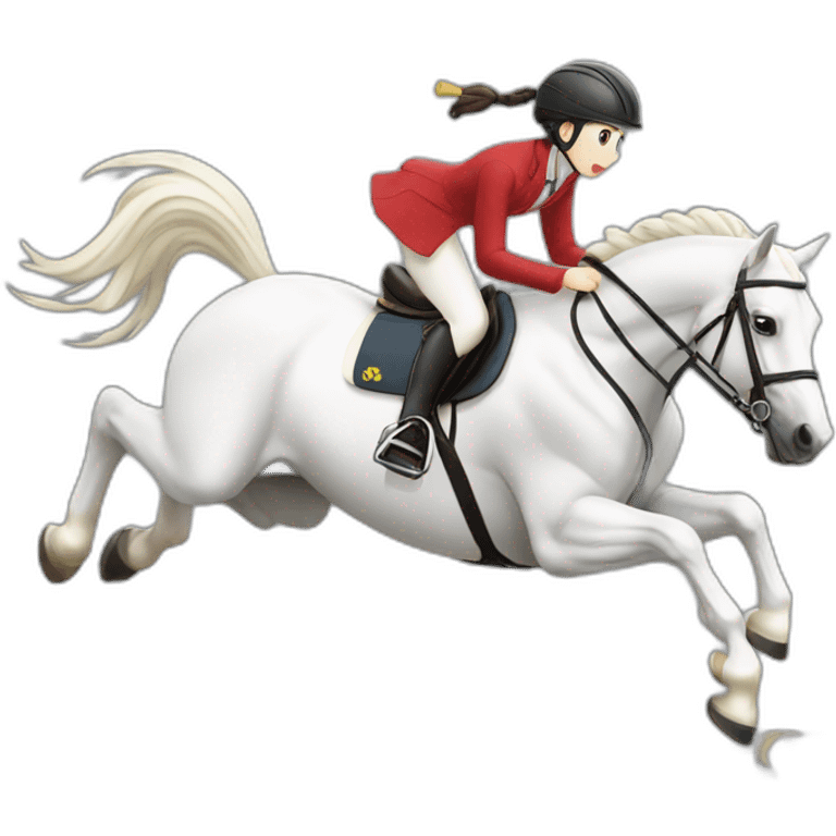 white-hourse-with-olympics-jumping-compelition-rider—japanese-girl emoji