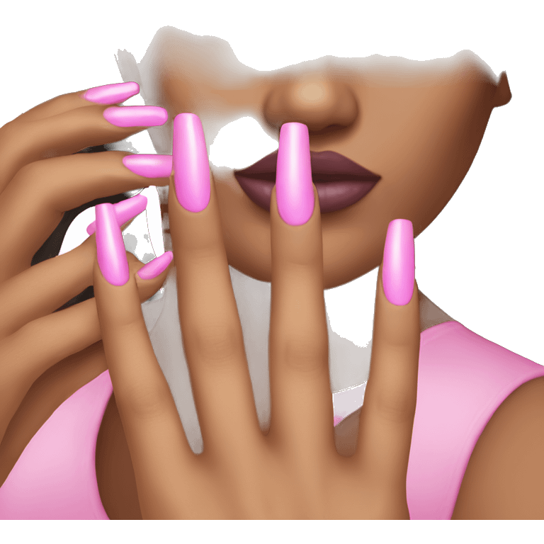 brunette pink nails  emoji