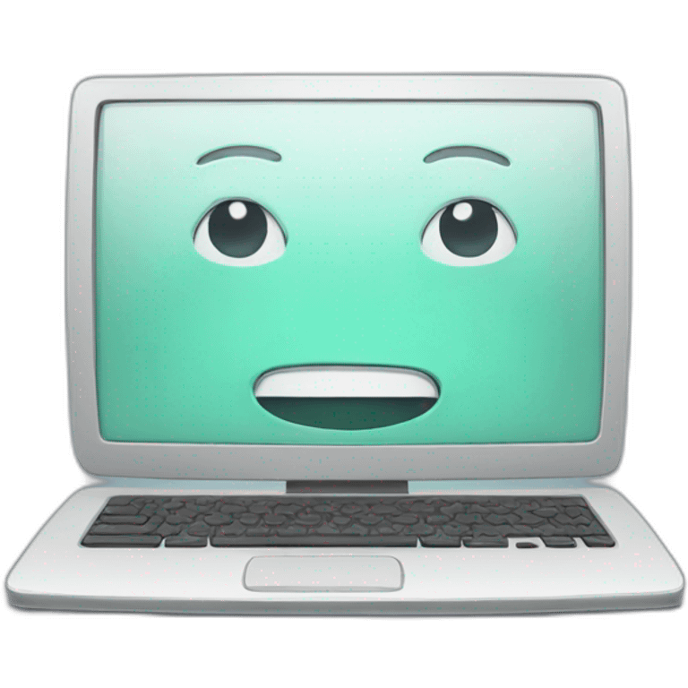 computer with the video call on the screen emoji