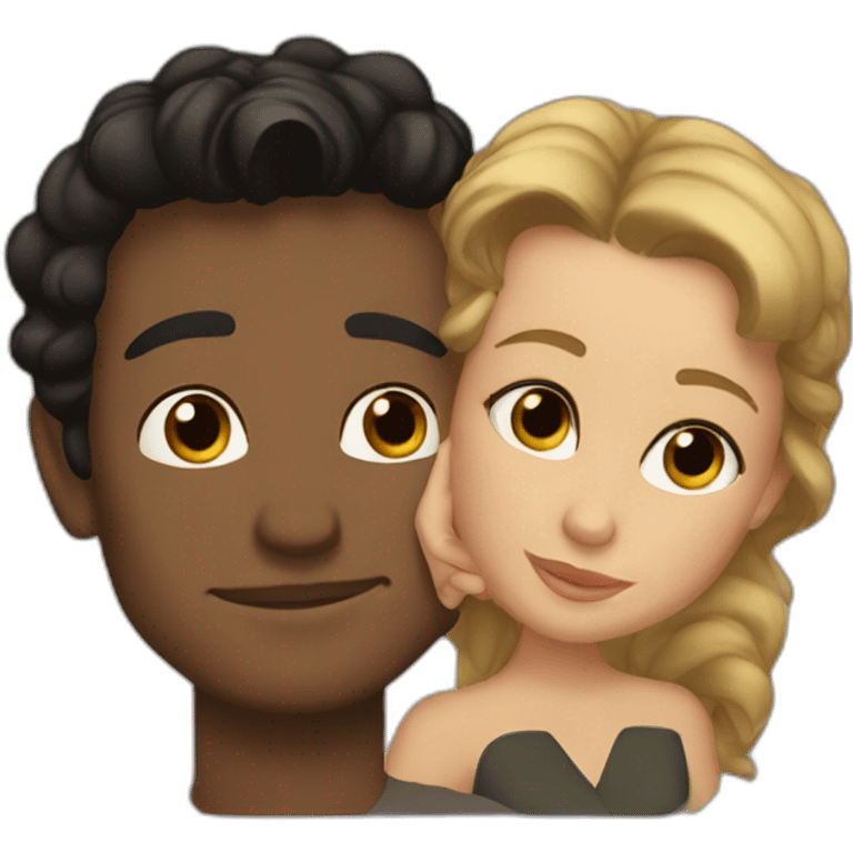 Simon Baker kiss-kiss a black girl brown eyes and sblack hair in a bun emoji