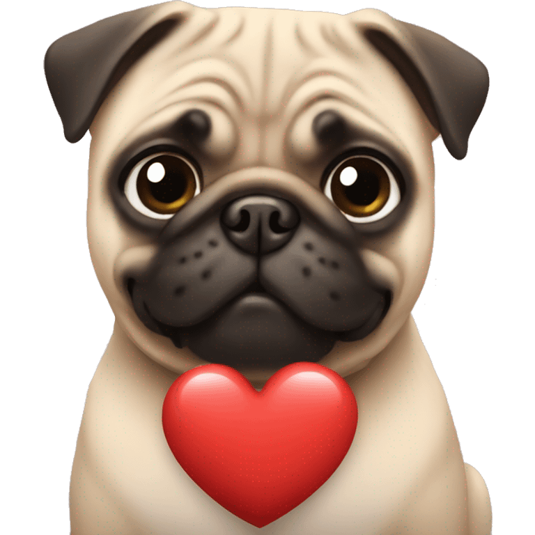 pug holding heart emoji